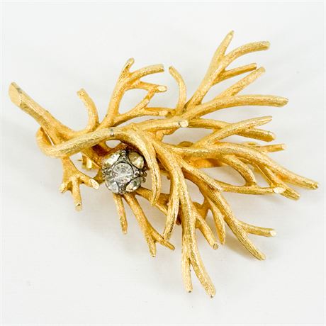 Vintage Gold-Tone Coral Branch Brooch