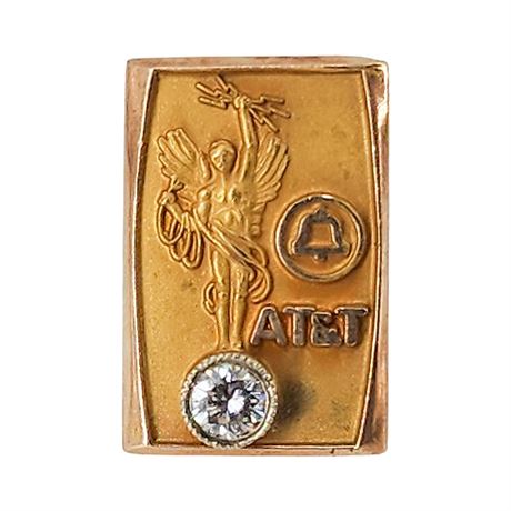 Vintage BALFOUR 10K Gold Diamond AT&T Ohio Bell Service Award Pin