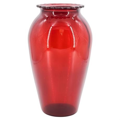 Vintage Anchor Hocking Royal Ruby Red Glass 9" Flower Vase