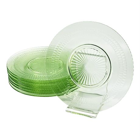 Anchor Hocking  'Roulette Green' Uranium Glass Luncheon Plates