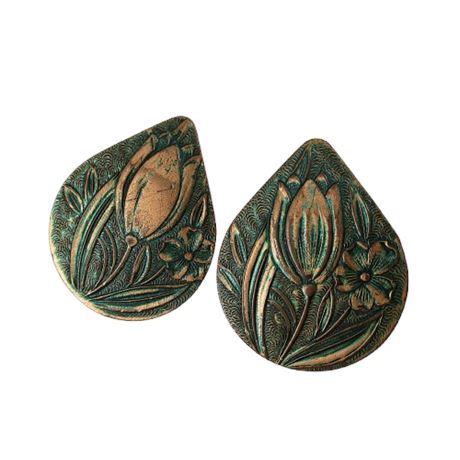 Vintage Copper Arts & Crafts LILY Clasp Earrings