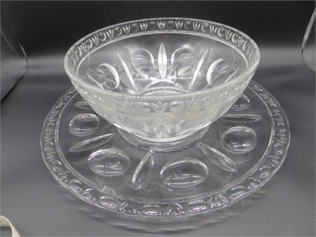 Vintage Classique By Lancaster Colony Glass Bowl & Tray