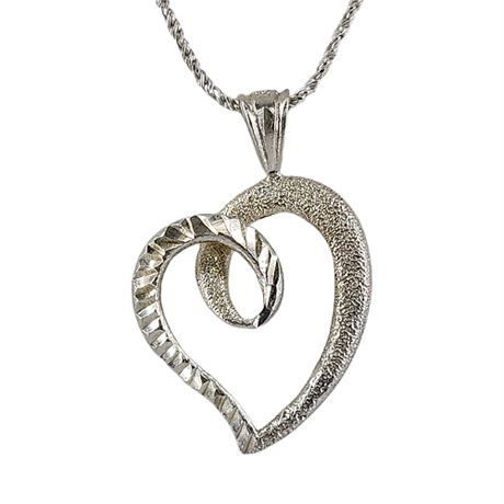 Signed Sterling Silver Heart Charm on Sterling Silver Chain