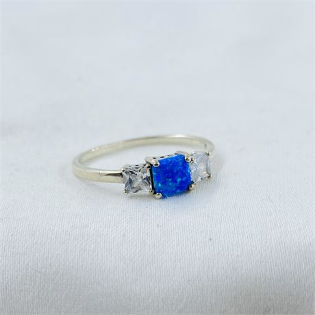 Opal Sterling Ring Size 11.5