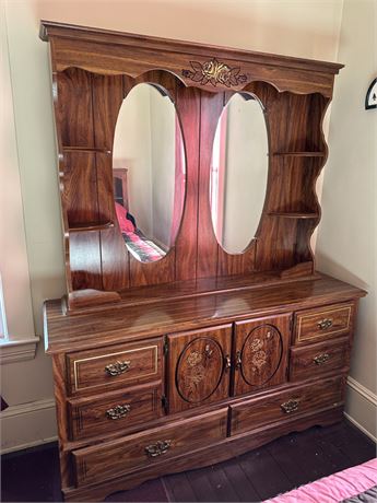 Composition Wood Dresser with Mirror