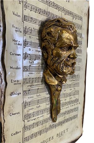 French Georges Bizet Dimensional Bust Musical Composer Wall Plaque