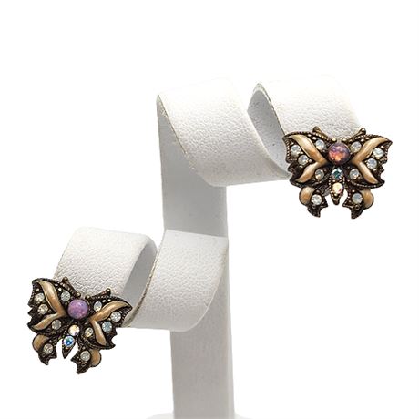 Rhinestone Butterfly Clip Earrings