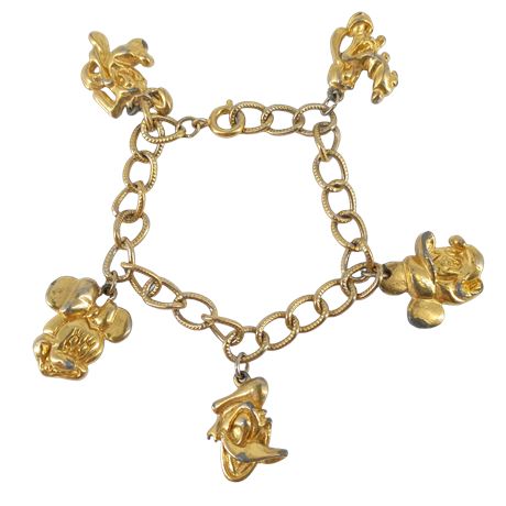 Disney - Mickey & Friends Child's Bracelet, Gold-Tone Chain and Charms