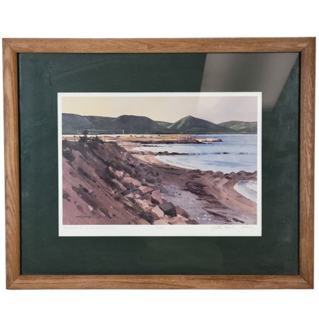 Framed Signed "Beach at Dingwall, Cape Breton" Print by Christopher Gorey