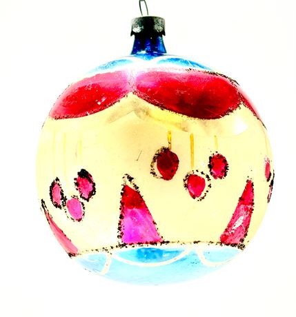 Vtg Jumbo Fantasia Christmas Tree Poland Glass Hand Painted Ornament
