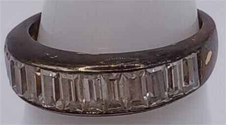 Sterling Channel set rhinestone ring 3.8 G size 6.5